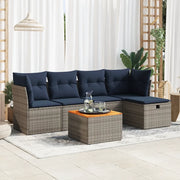 Set Divano da Giardino 6 pz con Cuscini Grigio in Polyrattan 3325757