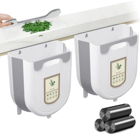 Contenitore per rifiuti appeso - Mantieni la tua cucina organizzata - 2 pezzi - Plastica - 10 L + 10 L