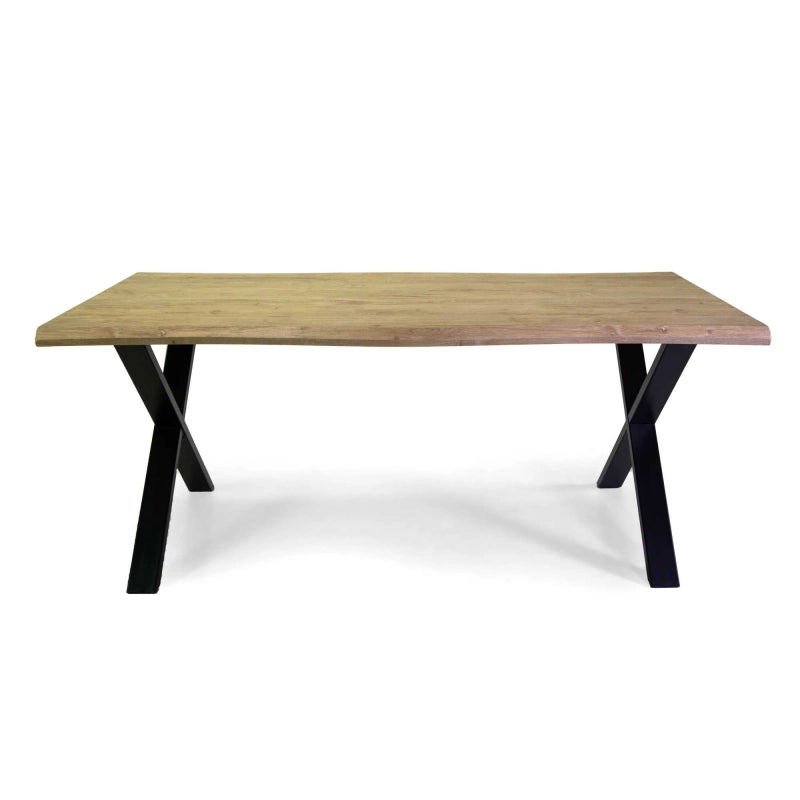Tavolo metallo Canberra nero con top legno naturale cm 180x90h75
