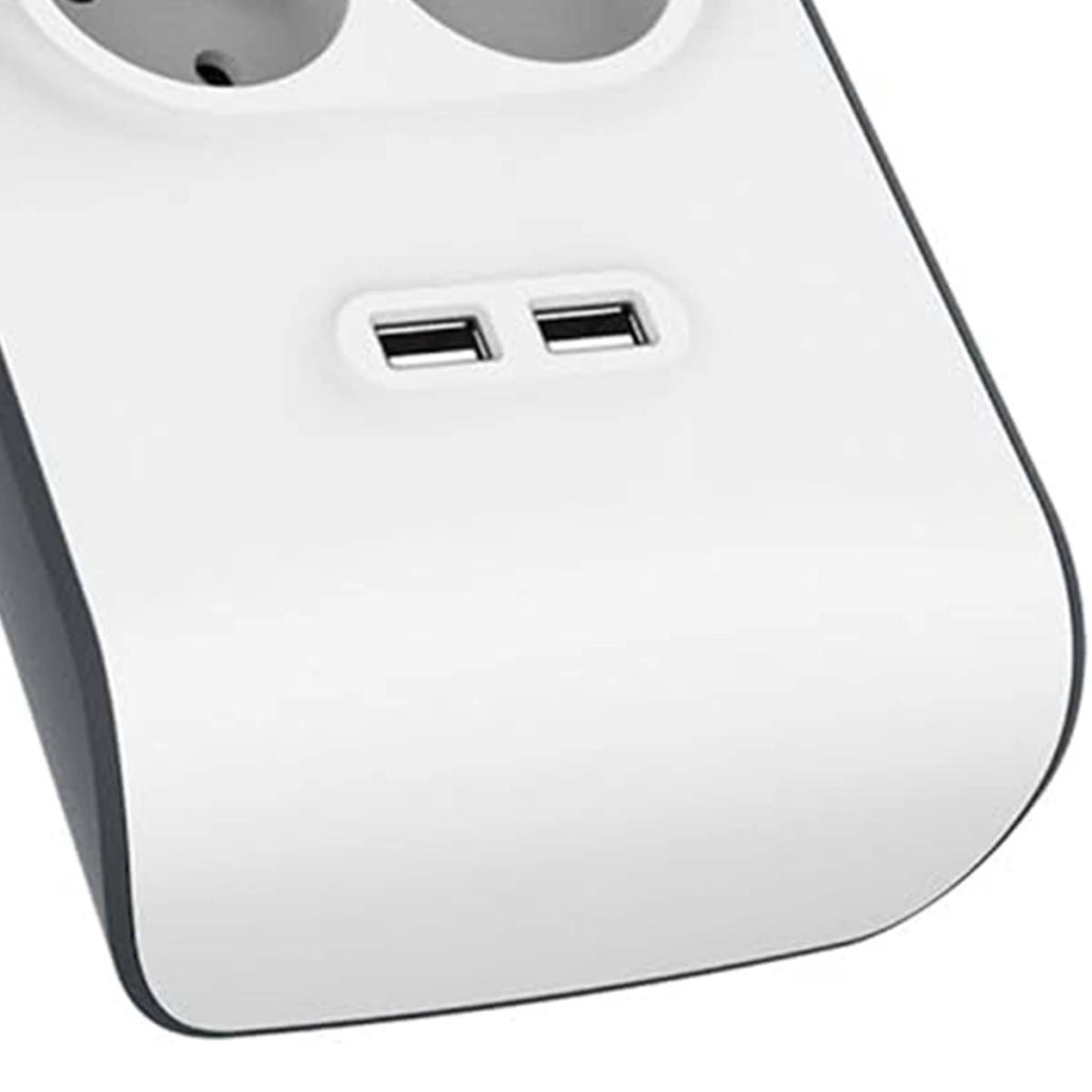 Multipresa Sovratensione 6 Prese / 2 Porte USB-A con Cavo 2m Bianco / Grigio Belkin