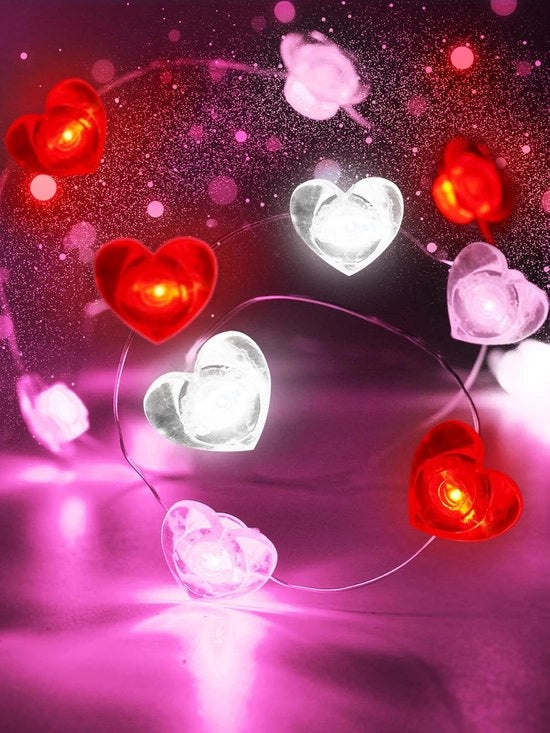 Luminaria a forma di cuore, 10 LED, 1 metro di lunghezza, per decorazione di camera, matrimonio, festa di compleanno, funzione con batterie.