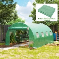 Telo Serra in PE con 8 Finestre, Porta Avvolgibile e Bordi Interrati, 4x3x2 m, Verde