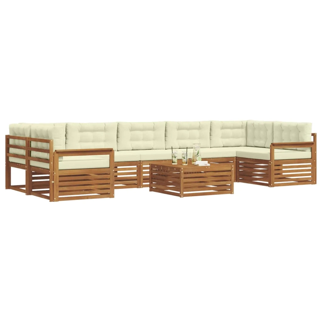 Set di divani da esterno con cuscino 8 pcs Naturale e Crema