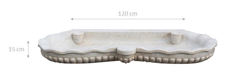 Biscottini Vasca smerlata in marmo bianco L120xPR56xH15 cm realizzata completamente mano
