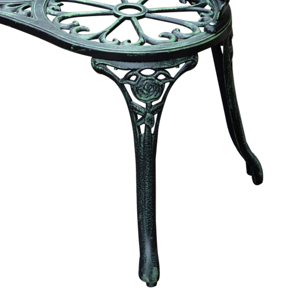 Panca da giardino ULEVR 2 posti 100x54x78 cm in alluminio pressofuso e ghisa, verde antico