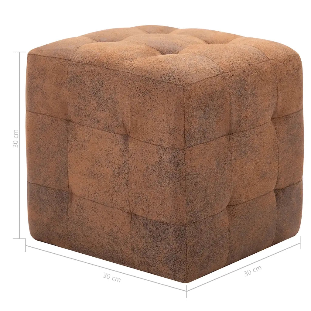 Pouf 2 pz Marrone 30x30x30 cm in Similpelle Scamosciata