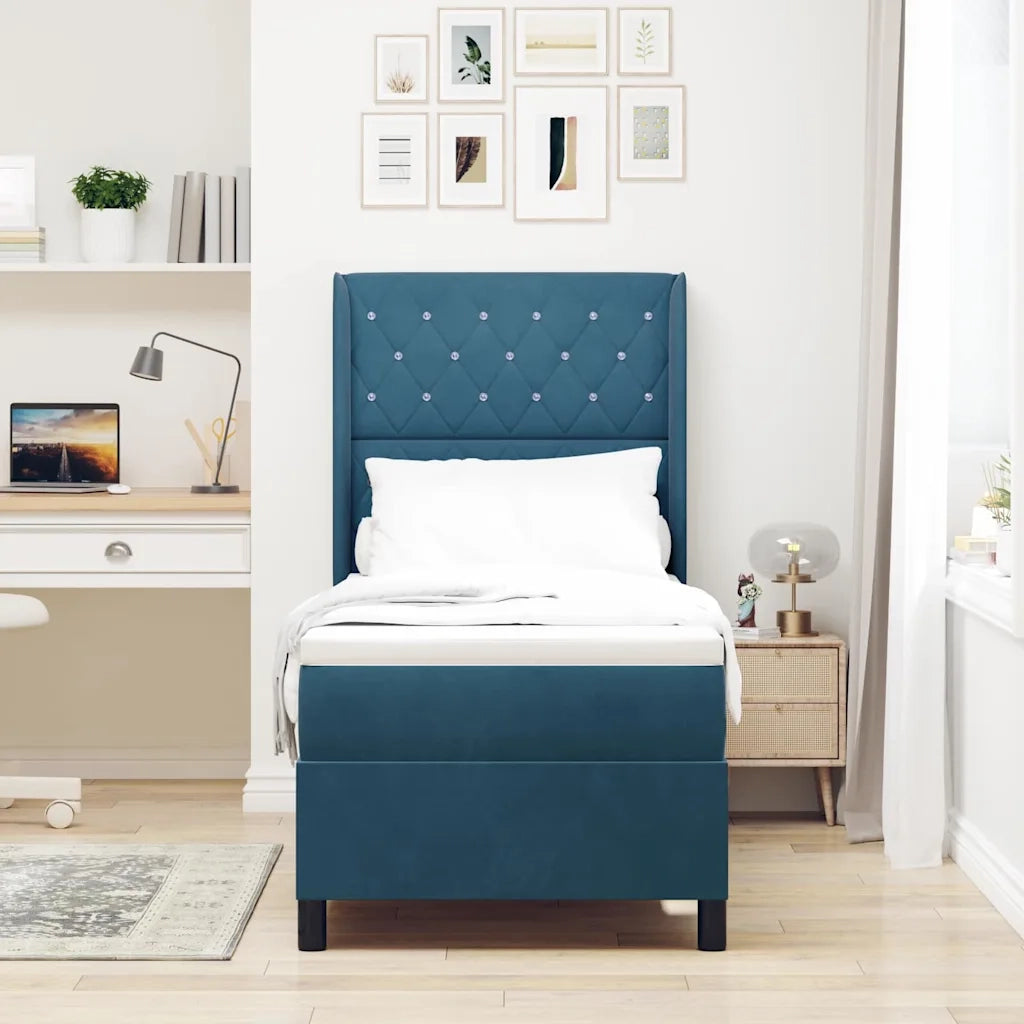 Letto a molle con materasso Blu 80 x 200 cm Velluto 3341928