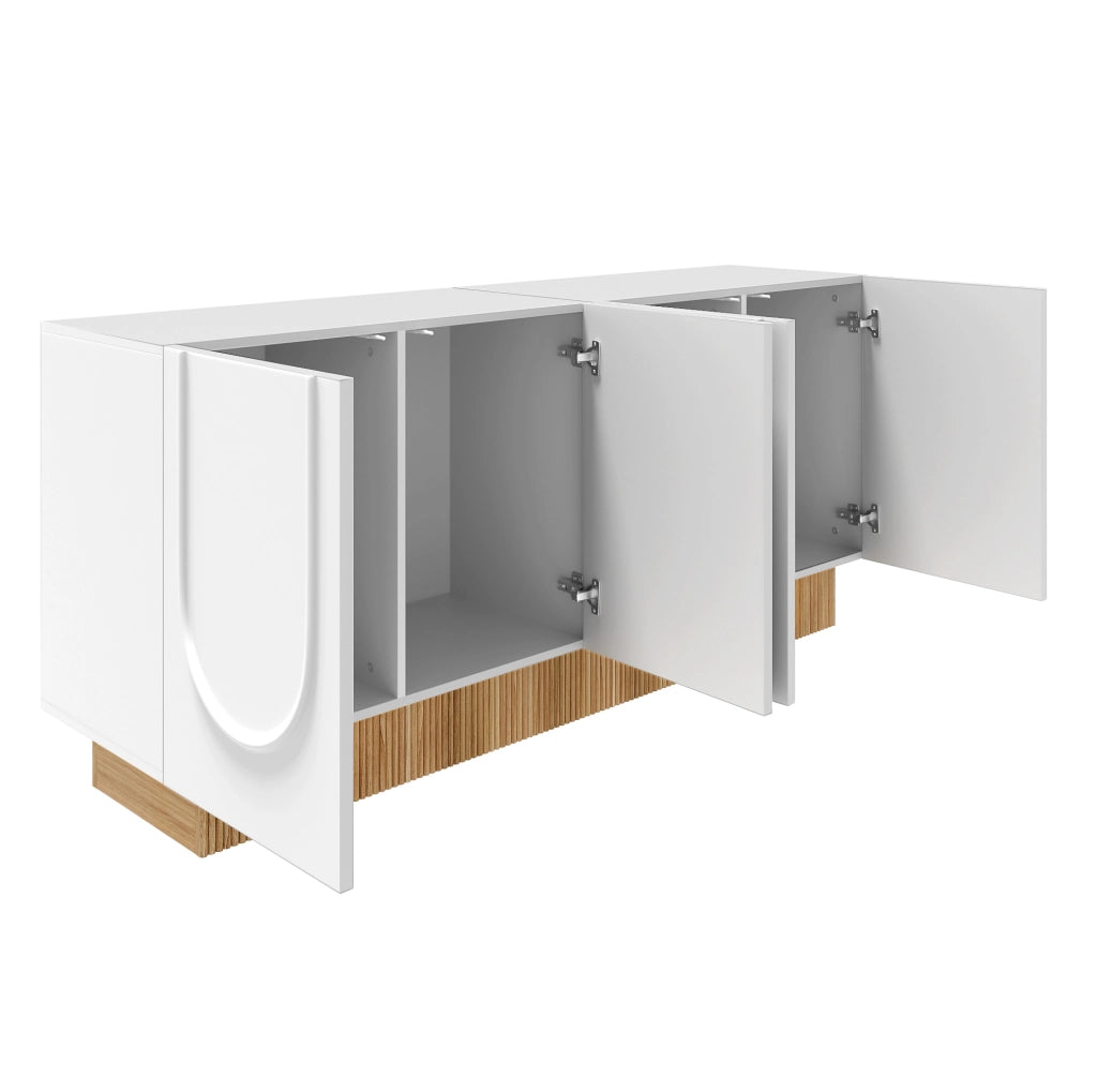 Sideboard moderno bianco con struttura a U, 4 ante con ampi scomparti 160x75x38 cm