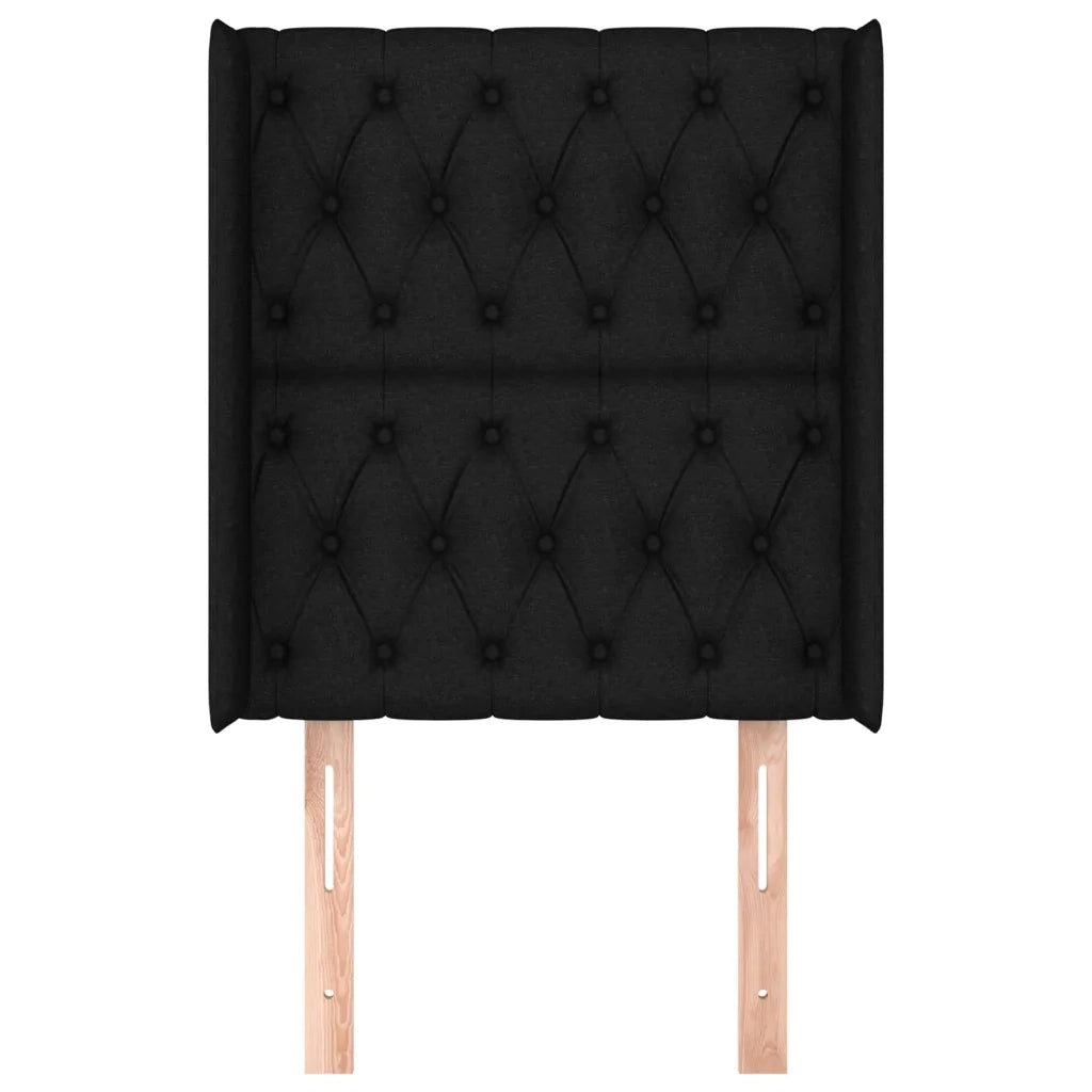 Testiera ad Orecchio Nera 83x16x118/128 cm in Tessuto