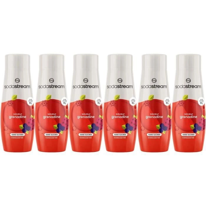 Concentrati SODASTREAM - Confezione da 6 concentrati di granatina senza zucchero - Fino a 54 litri di bevande - 440 ml