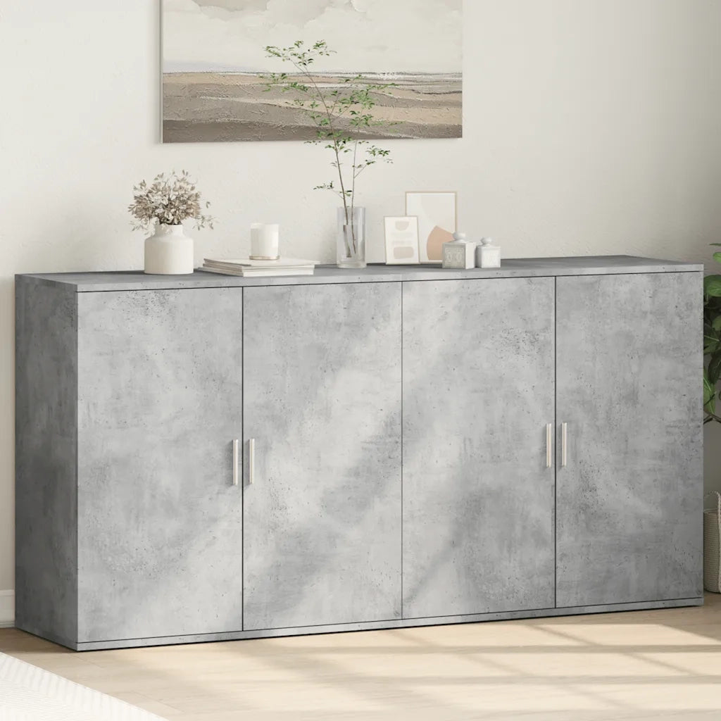 Credenze 2 pz | Madia | Buffet da pranzo | Armadio da pranzo Grigio Cemento 79x38x80 cm in Legno Multistrato