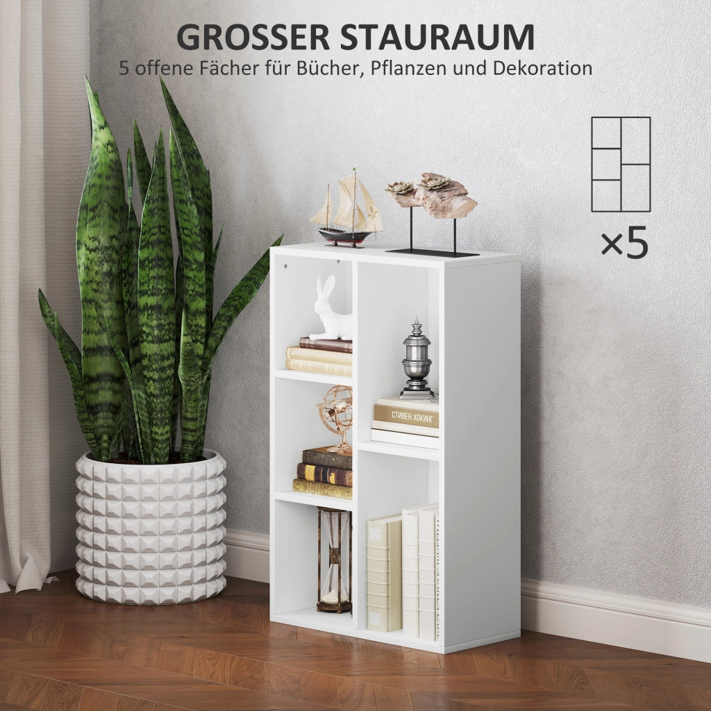 Libreria a 5 ripiani in legno ¨C zephmum ¨C bianco 60x24x30 cm