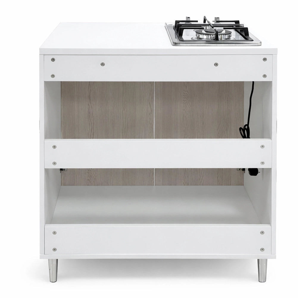 Cucina Completa 80x60x85cm Olmo Piano Cottura 2 Fuochi con Piastre in Ghisa