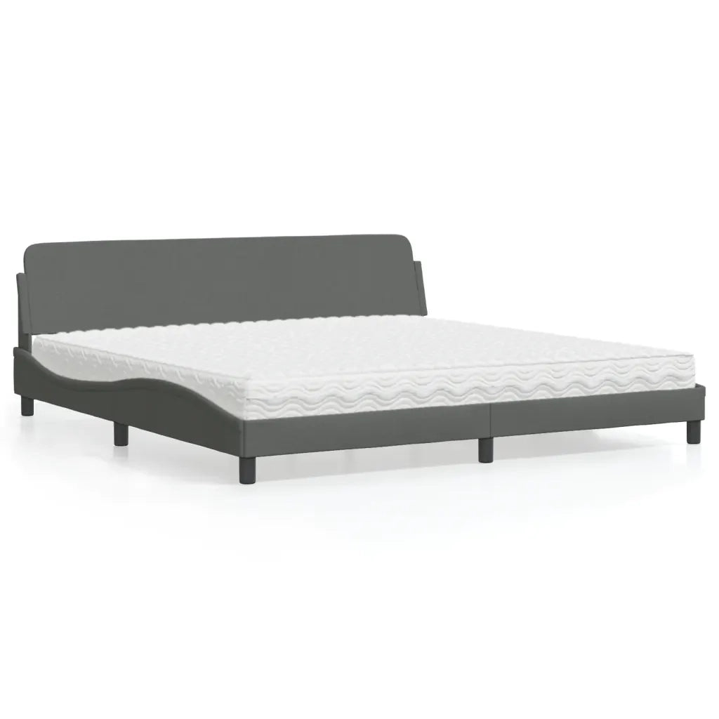 Letto con Materasso Dover Grigio Scuro 200x200 cm in Tessuto