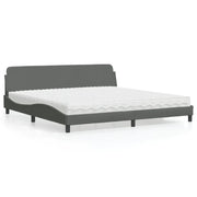 Letto con Materasso Dover Grigio Scuro 200x200 cm in Tessuto