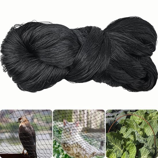 Rete di protezione per uccelli 10 x 10 m - Nero - Resistente alle scalfitture - Sostenibile - Resistente ai raggi UV - Protezione per piante - Rete per giardino