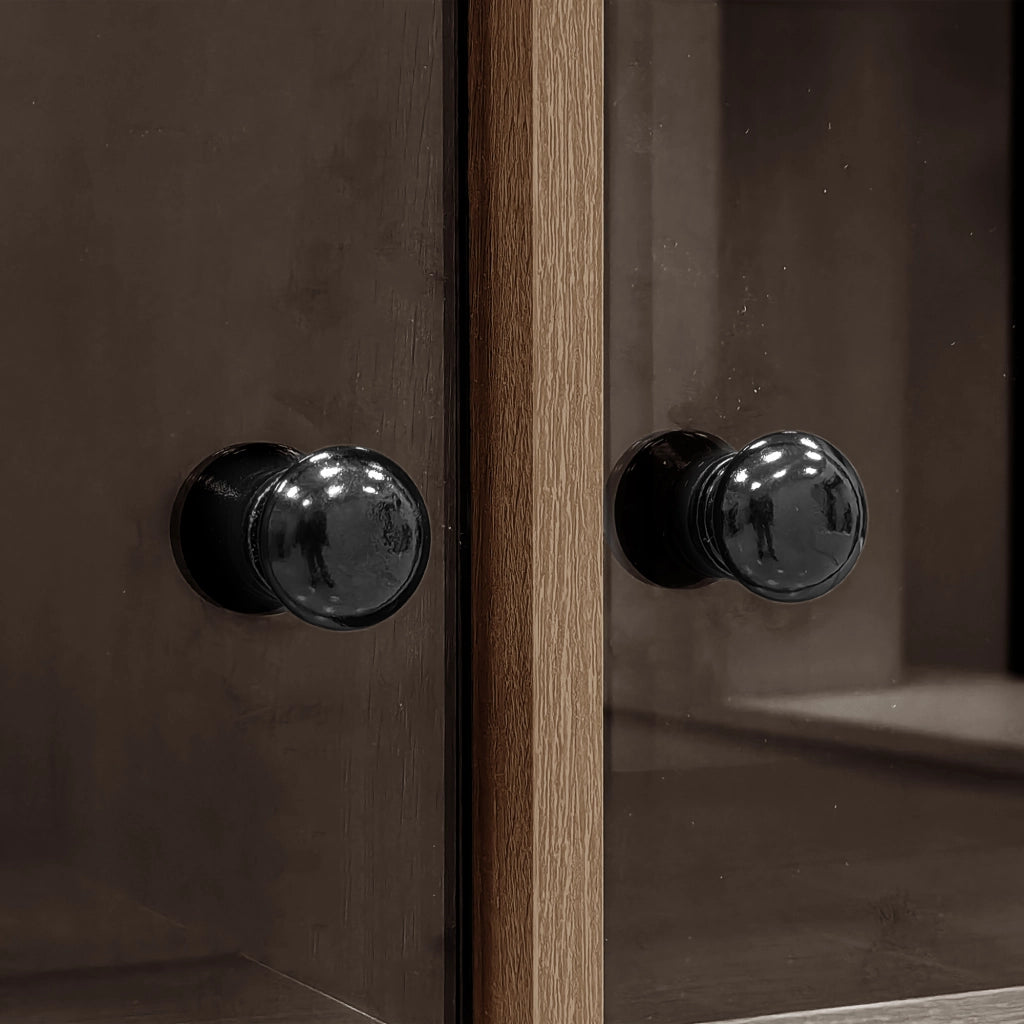 Vetrina con 4 cassetti nascosti e anta in vetro per bagno soggiorno e ufficio in MDF effetto legno, portata 60 kg