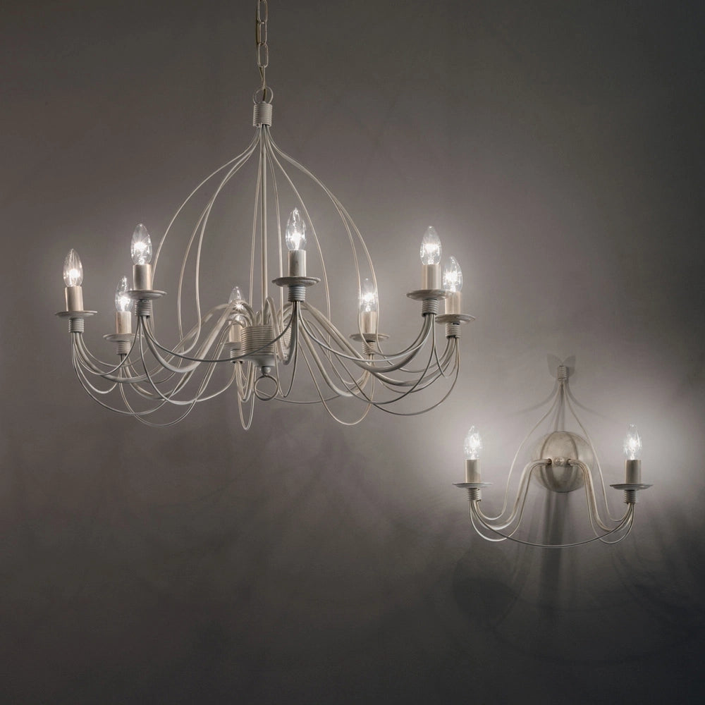Applique Shabby Chic-Provenzale Corte Metallo Bianco 2 Luci E14