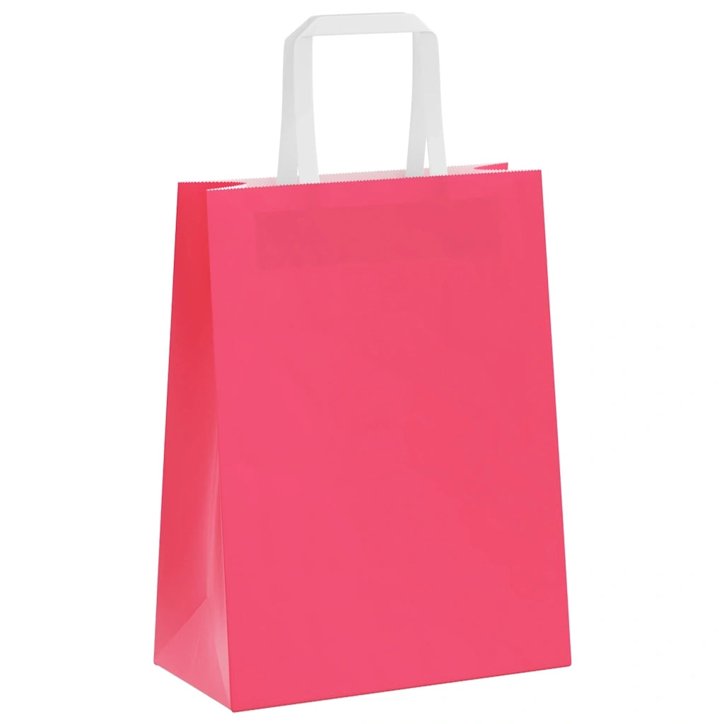 Sacchetti di Carta 250 pz con Manici Rosa 21x11x28 cm