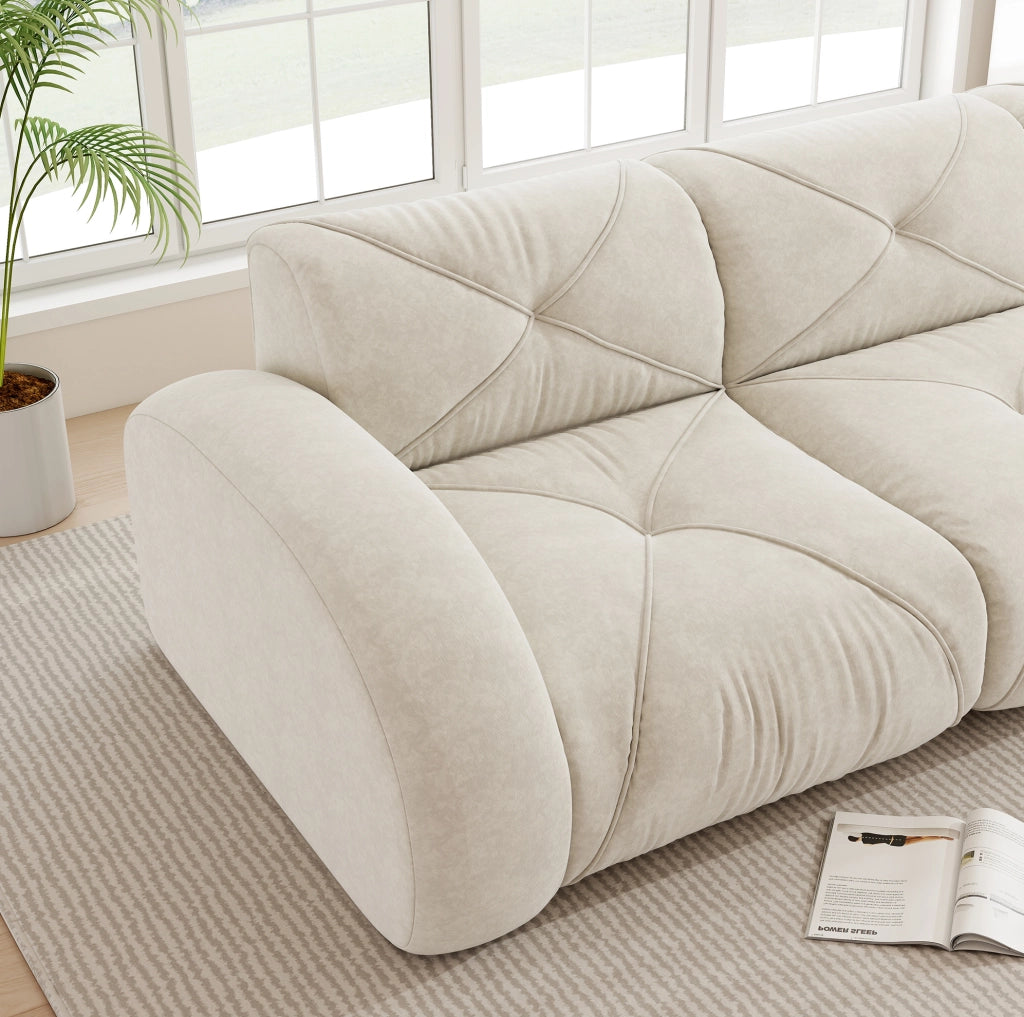 Divano modulare senza struttura in ciniglia; beige chiaro