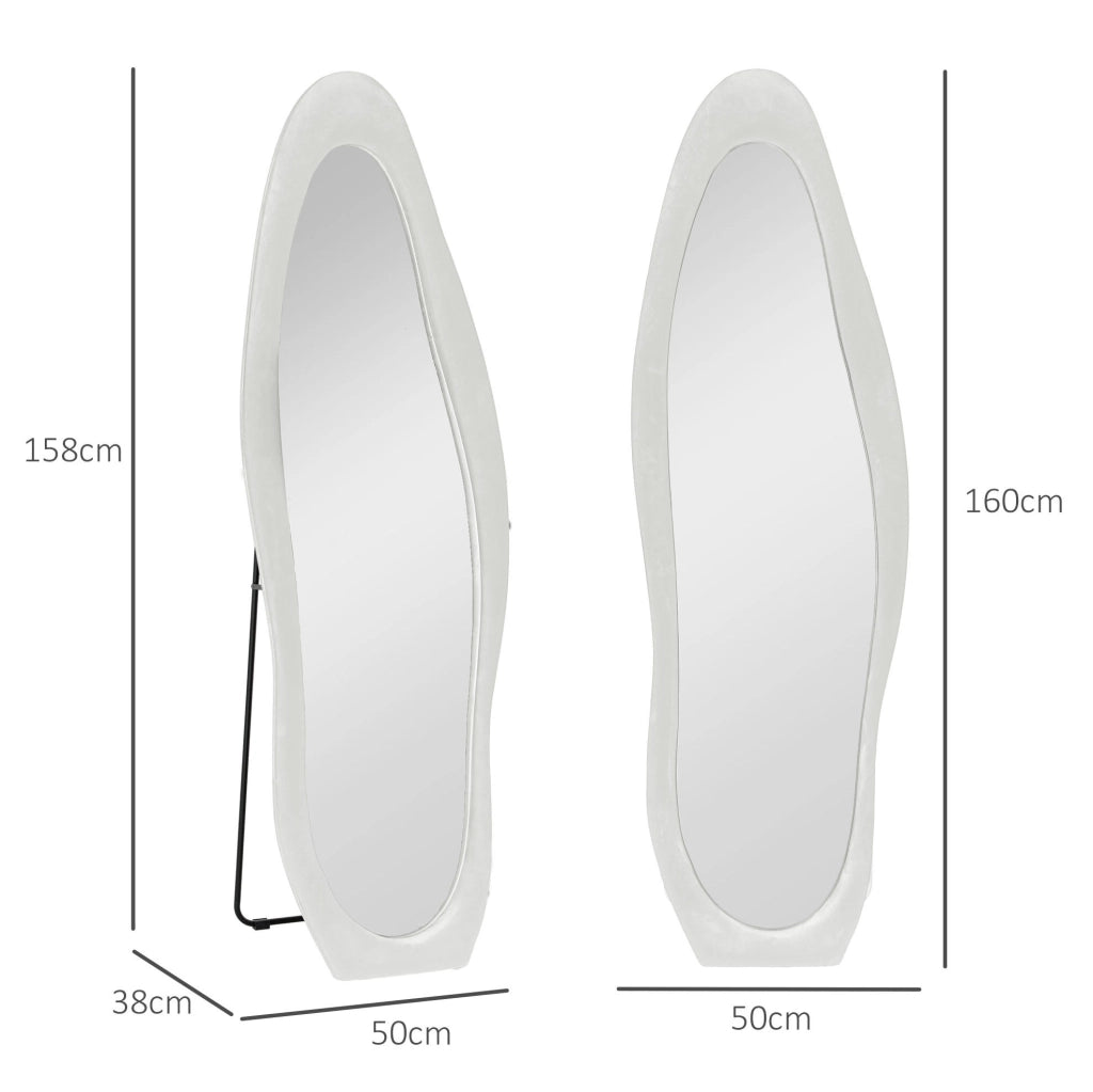 Specchio a figura intera ondulato bianco 50 x 160 cm con supporto