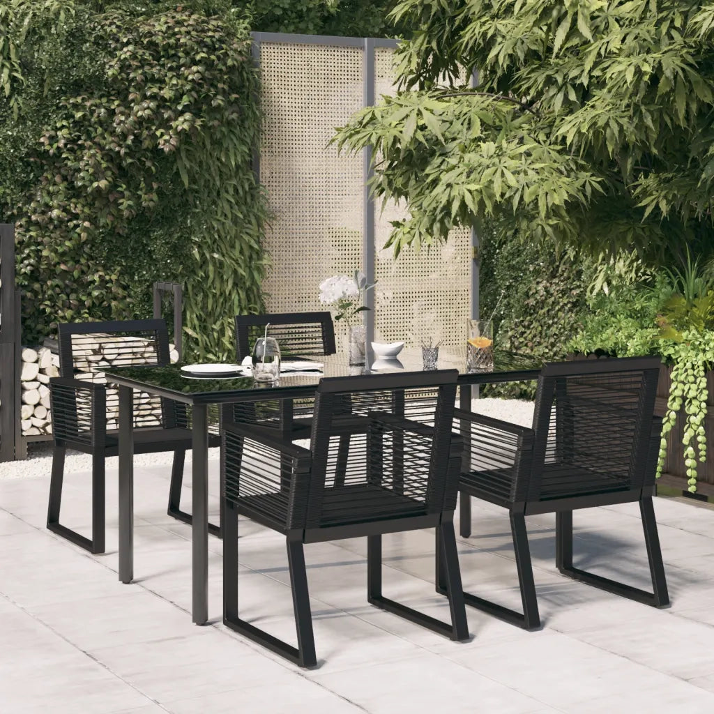 Set da Pranzo da Giardino 5 pz Nero in Rattan PVC 3156544