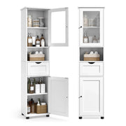 Mobile contenitore per bagno colonna 30 x 40 x 165 cm con ripiani regolabili armadietti con ante cassetti vano salvaspazio bianco 12_0006523