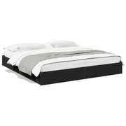 Letto matrimoniale | Letto per adulti | Giroletto con Cassetti Nero 200x200 cm in Legno Multistrato