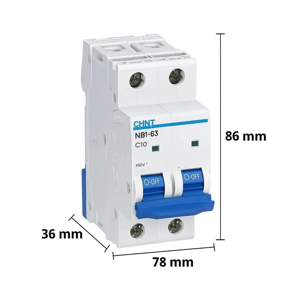 Chint nb1-63 interruttore magnetotermico 2 poli modulabile per impianti civili *** ampere 10 ampere, confezione 1