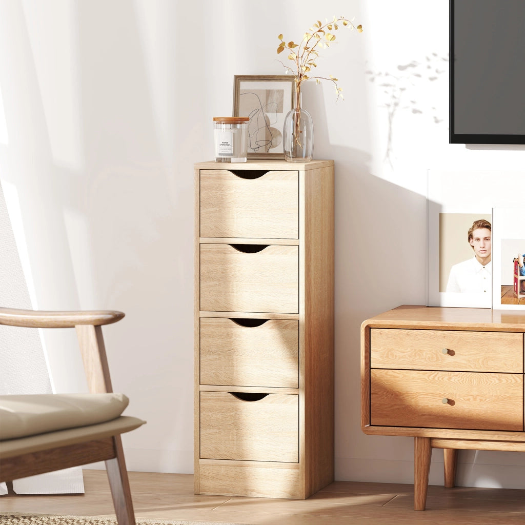 Mobile Bagno Salvaspazio con 4 Cassetti in Stile Nordico 29x29x83 cm in Truciolare Color Legno