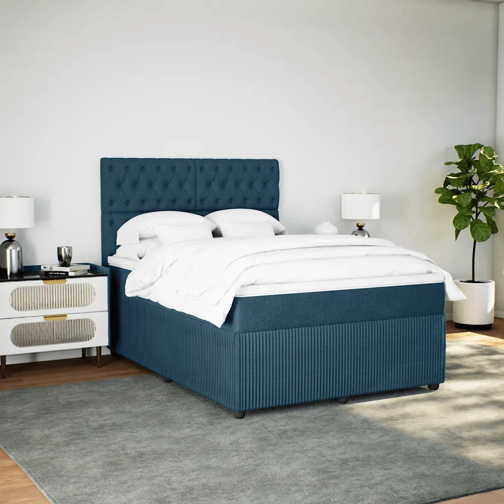 Giroletto a Molle con Materasso Blu 140x200 cm in Velluto