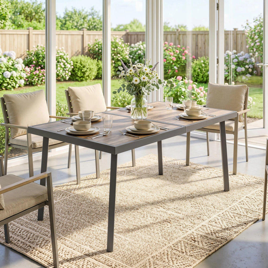 Tavolo da pranzo per 6 persone ¨C Xylo ¨C effetto legno grigio metallo 145x85x72 cm