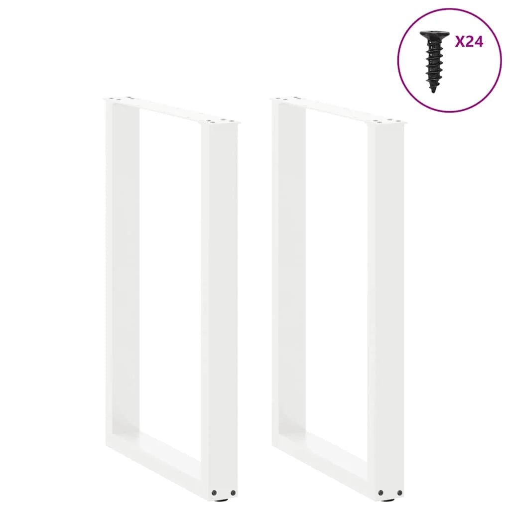 Set di 2 gambe per tavolo da bar a forma di U 60 x 90 cm design moderno con piedini regolabili acciaio bianco 02_0057465