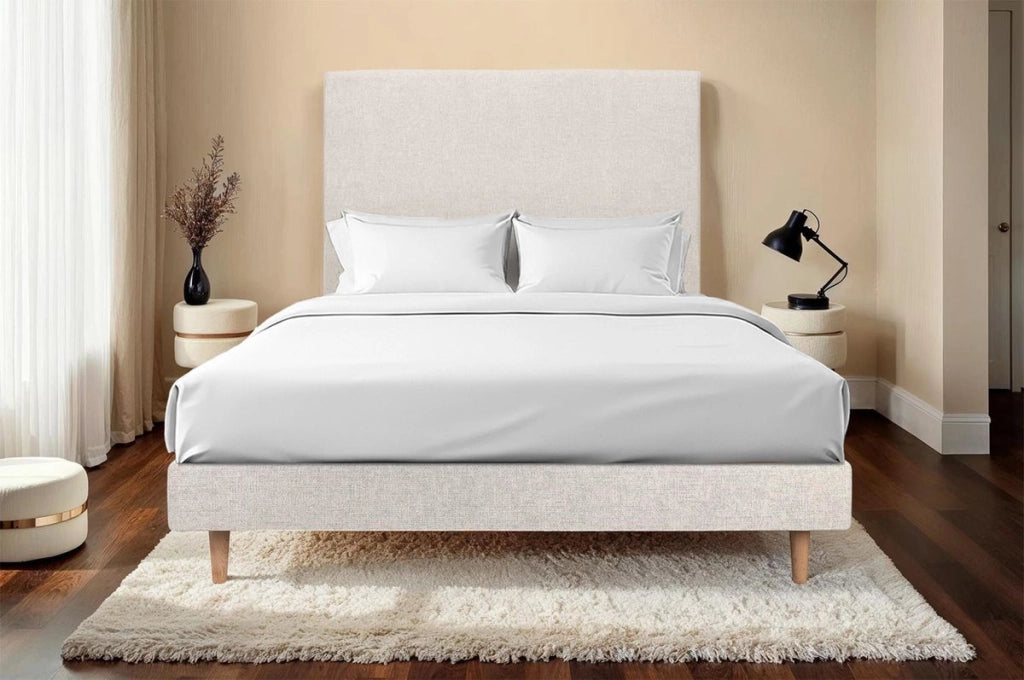 Letto 150x200 cm con testata imbottita - Tessuto Tela opaca