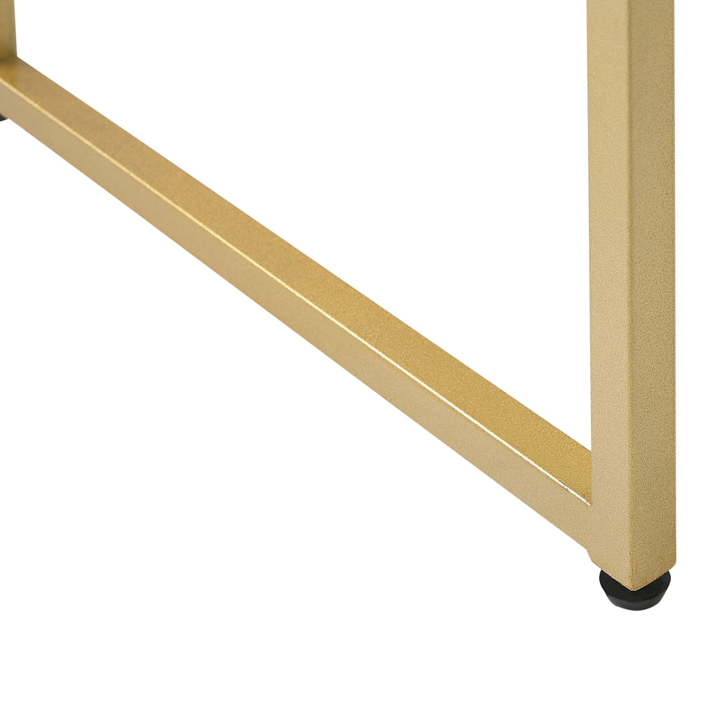 Scrivania glamour 2 cassetti base in metallo dorato e bianco Home Office