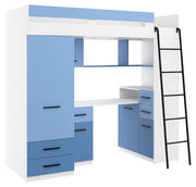 BIM Furniture letto soppalco con scrivania SMYK P cm 110x204x188h Bianco Blu