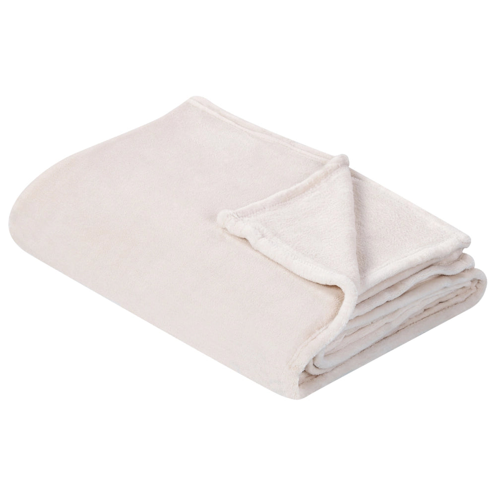 Coperta plaid in poliestere bianco sporco 150 x 200 cm morbido durevole letto divano soggiorno stile classico