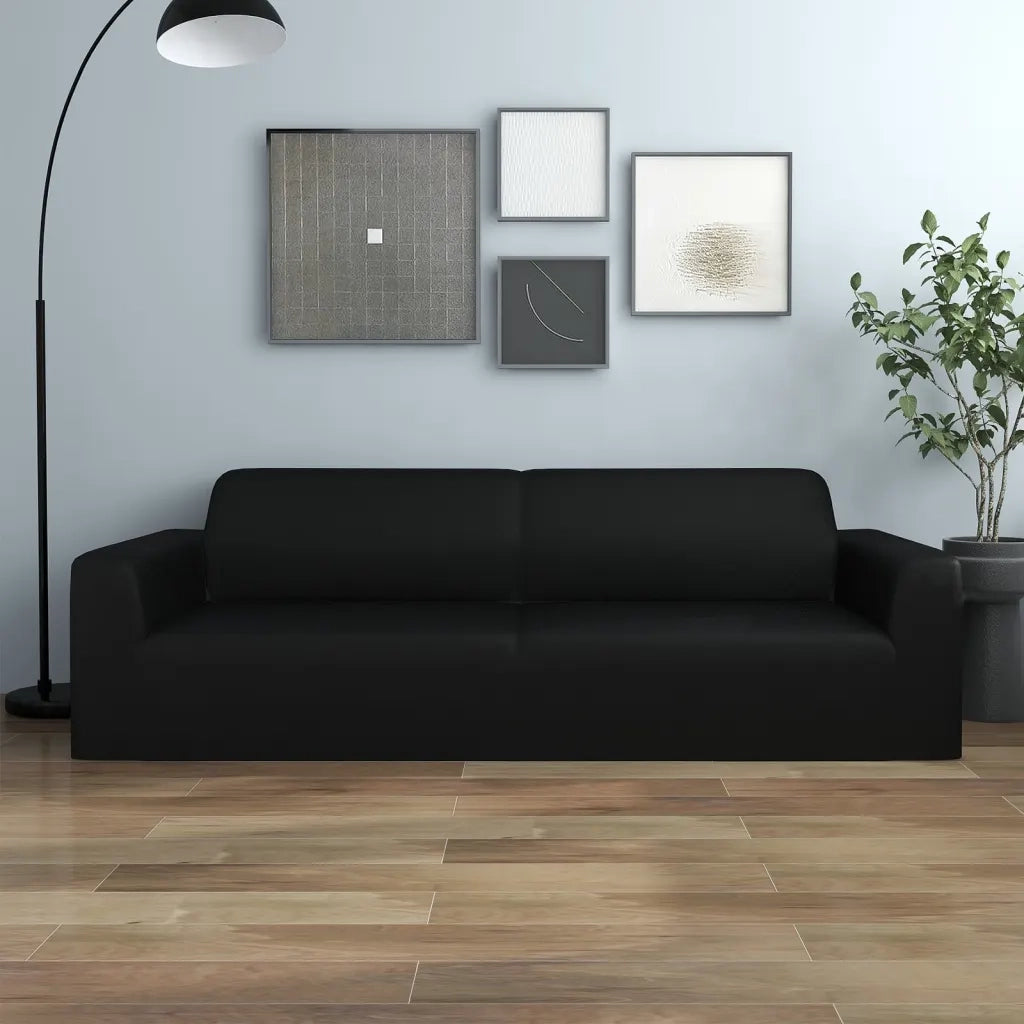 Fodera Elasticizzata per Divano 3 Posti Jersey Poliestere Nero CFW5190622