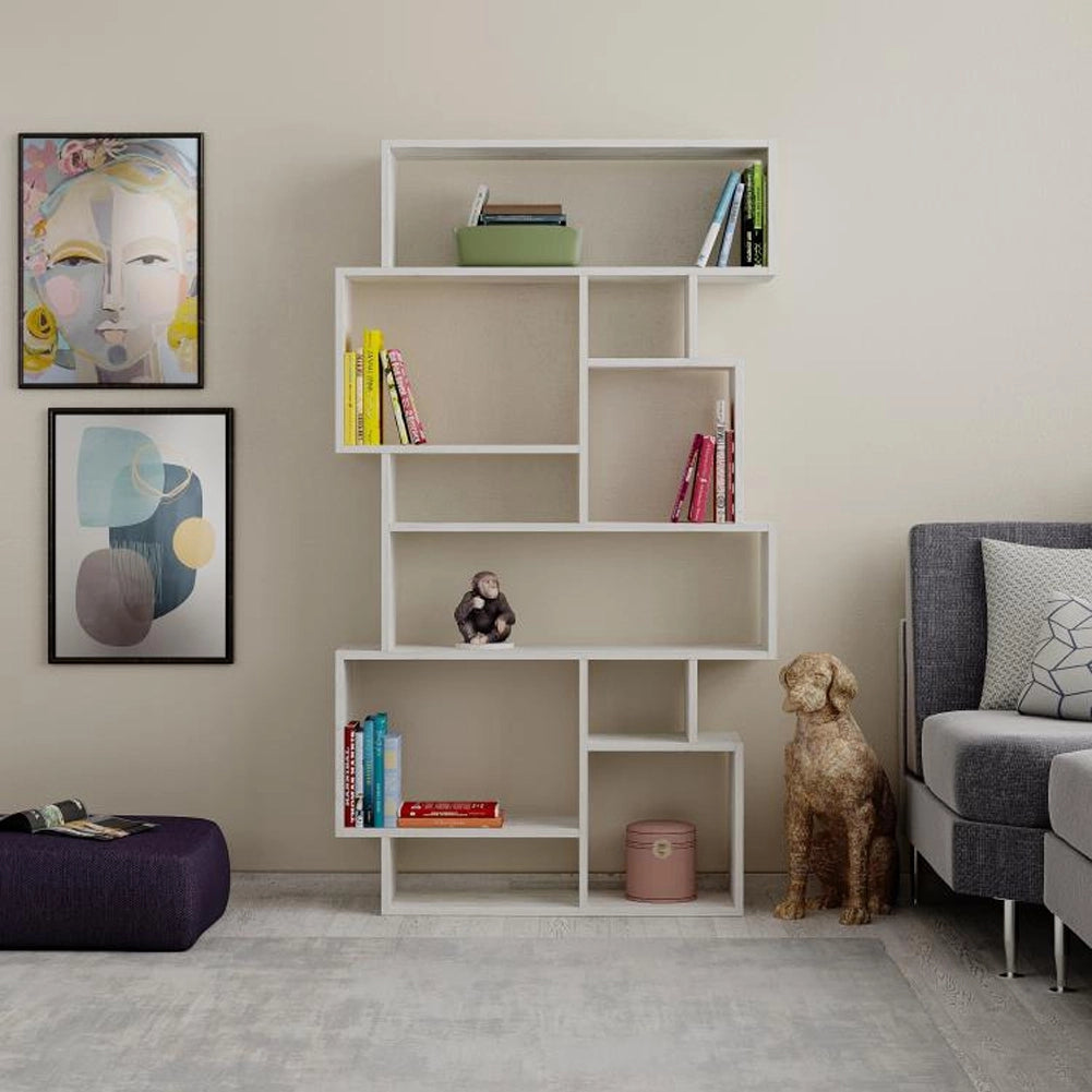 Libreria Moderna Scaffale 8 Ripiani 168x96x25cm Casa Ufficio Bianco Frassinato