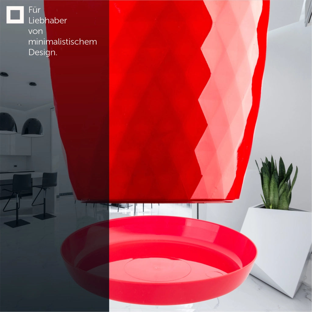 Vaso da fiori in plastica KADAX con supporto e coprivaso, 30 cm, rosso.
