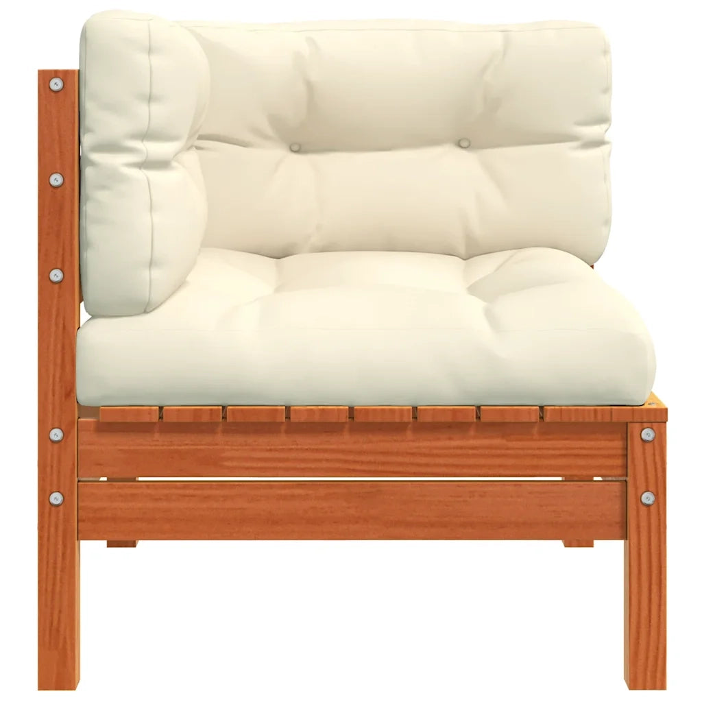 Divano Angolare Giardino Cuscini 2pz Marrone Cera Massello Pino 838154