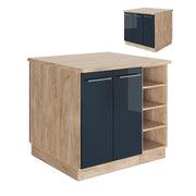 Isola da cucina Fame-Line Blu scuro lucido/Rovere dorato 90 cm senza piano di lavoro Vicco