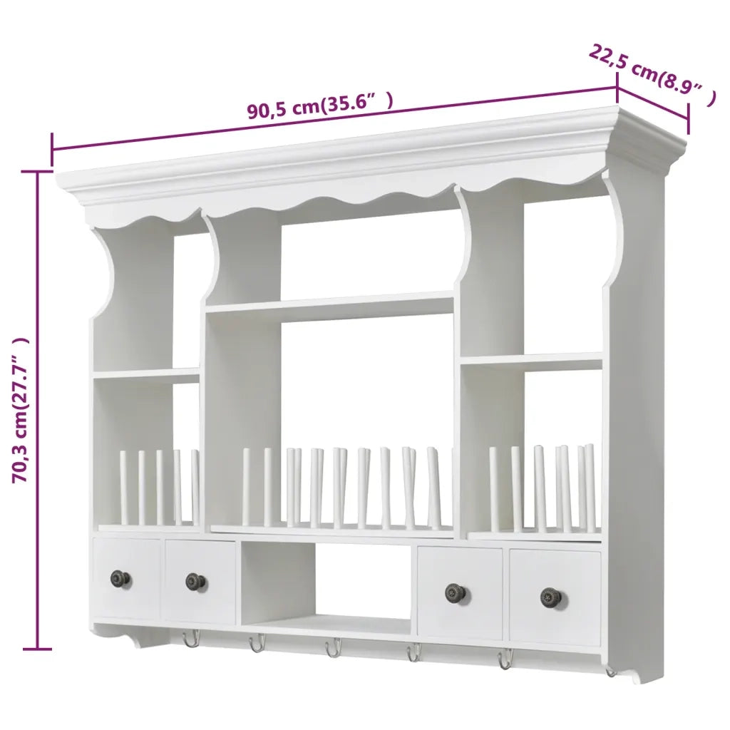 Pensile da cucina vintage 90,5 x 22,5 x 70,3 cm legno bianco 02_0046248
