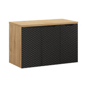 Set da bagno YOKA nero: mobile sotto lavabo con armadietti 90cm + piano lavabo