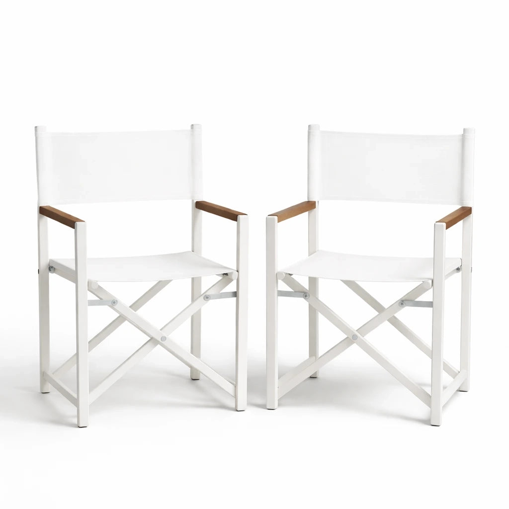 Set di 2 Sedie Regista Fellini - Bianco/Legno