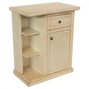 Mobiletto entratina in legno Shabby chic avorio anticato con alette