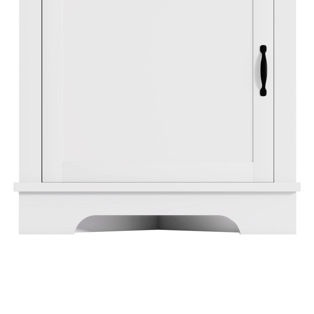 Armadietto da bagno angolare con 1 anta, 3 cassetti e ripiani regolabili in MDF bianco 57,7 × 46 × 167,5 cm