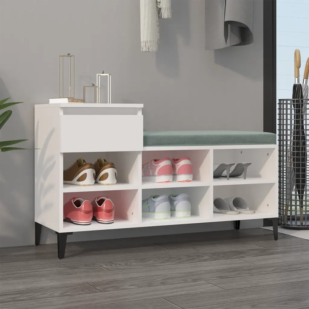 Scarpiera | Mobile per scarpe Bianca 102x36x60 cm in Legno Multistrato