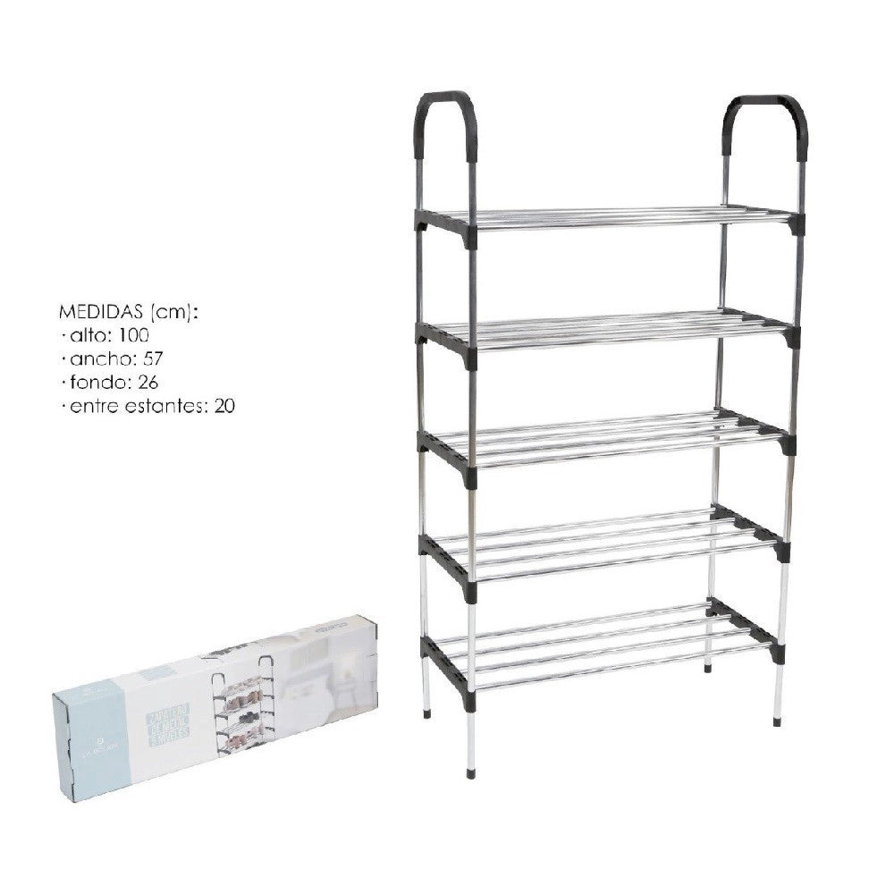 Trade Shop - Scarpiera In Metallo Plastica 5 Livelli 57x26x100cm Salvaspazio Portascarpe Casa -