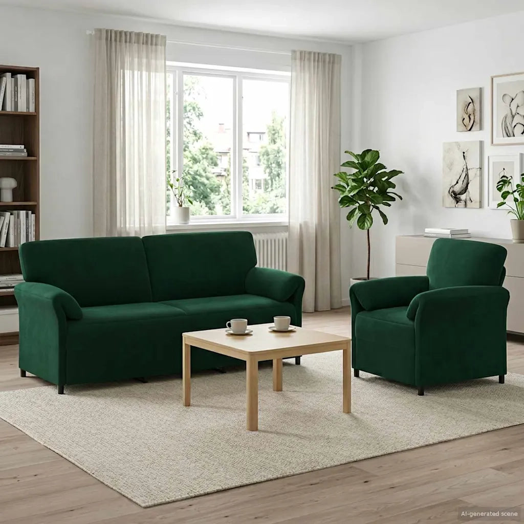 Set di divani 2 pz Verde Scuro Velluto 3424915